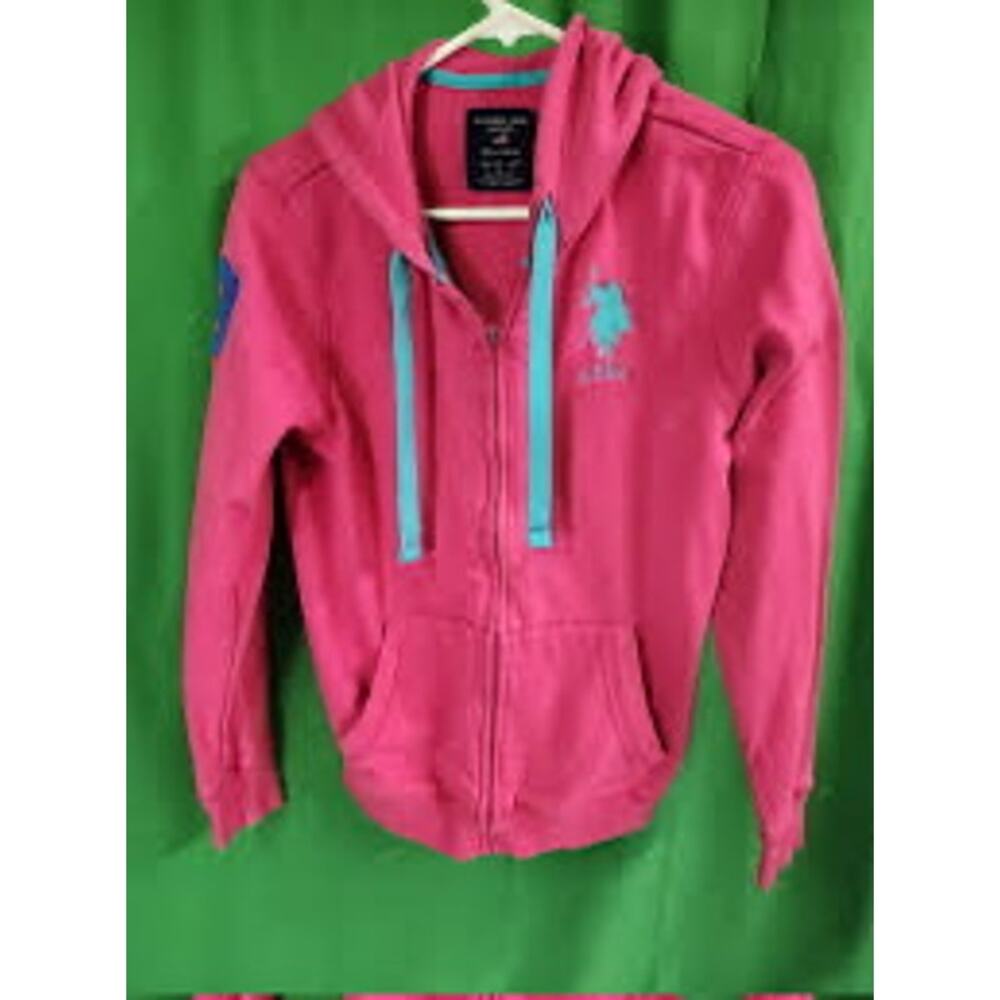 6/$25 Girls Pink US Polo Assn Zip-Up w/ Hood Sz. M
